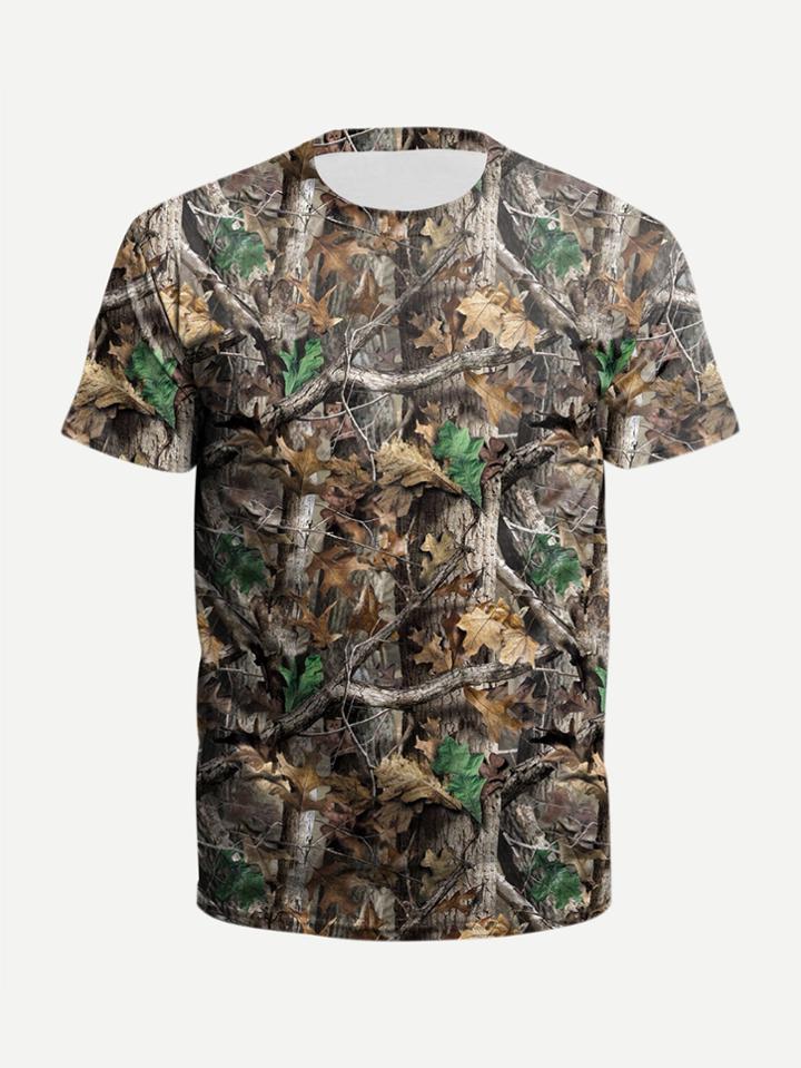 Romwe Men Branch Print Tee