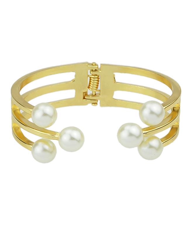 Romwe Cheap Alloy Fake Pearl Cuff Bracelet