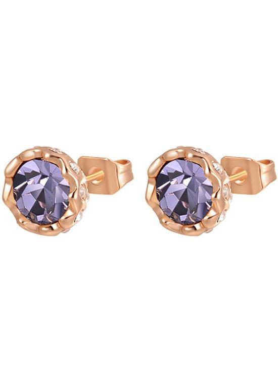 Romwe Purple Crystal Stud Earrings