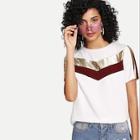 Romwe Cut-ans-sew Mixed Media Tee