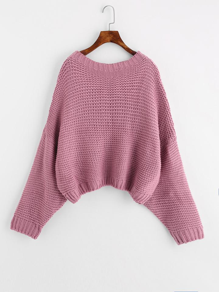 Romwe Solid Dolman Sleeve Jumper