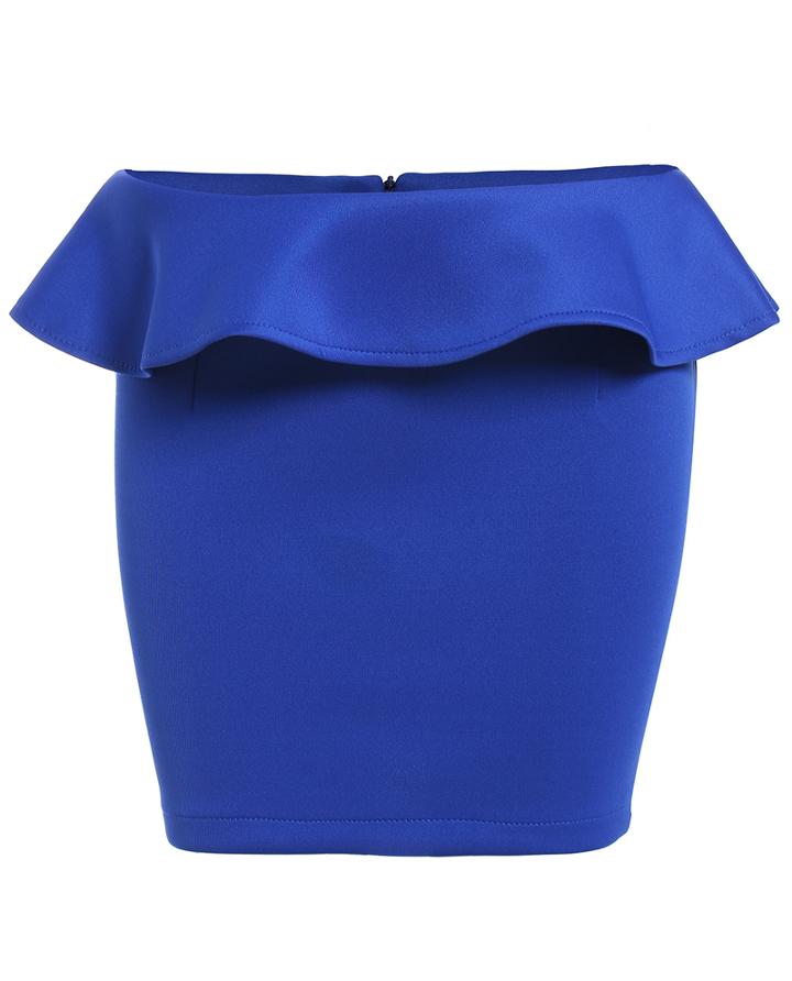Romwe Ruffle Bodycon Blue Skirt