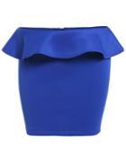 Romwe Ruffle Bodycon Blue Skirt