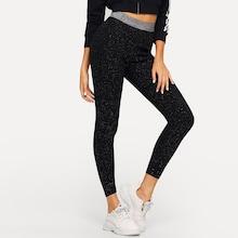 Romwe Contrast Panel Sparkle Leggings