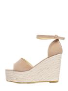 Romwe Apricot Cork Sole Ankle Strap Platforms