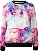 Romwe Night Nun Print Sweatshirt