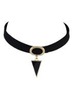 Romwe Hip Hop Hanging Triangle Black Choker Necklaces