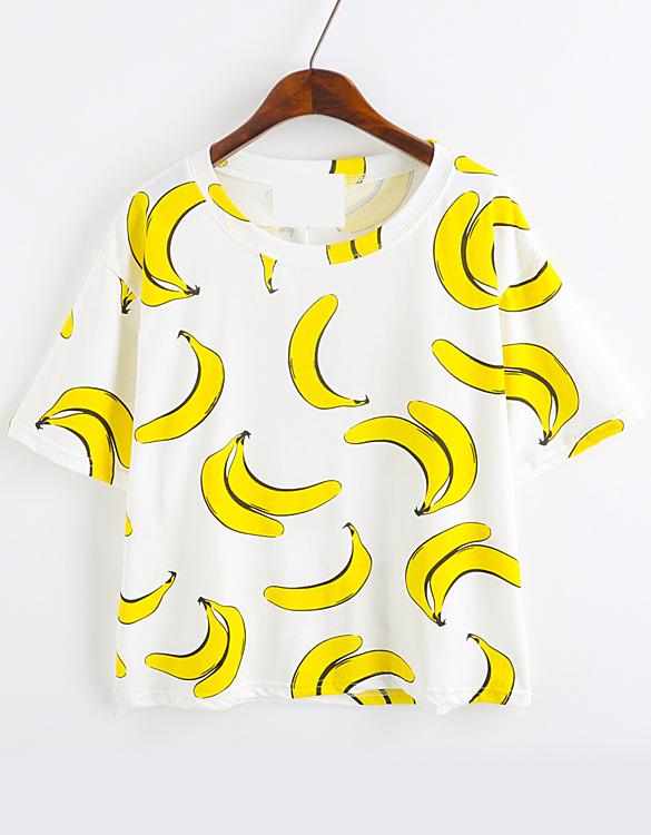 Romwe Banana Print Loose T-shirt