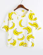 Romwe Banana Print Loose T-shirt