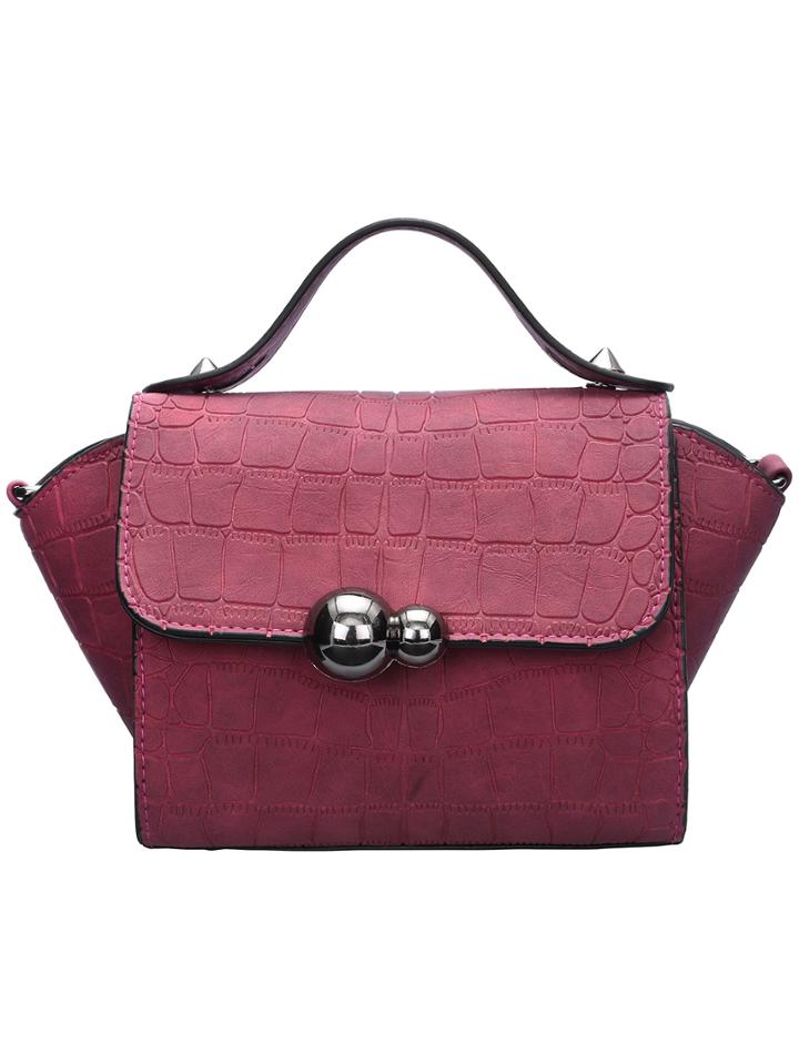 Romwe Red Magnetic Stone Texture Tote Bag