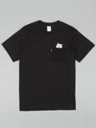 Romwe Black Short Sleeve Kitty Pocket Casual T-shirt