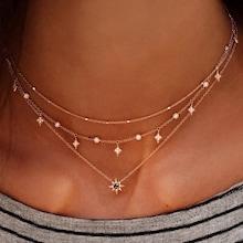 Romwe Star Charm Layered Chain Necklace