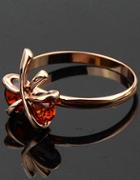 Romwe Red Gemstone Gold Bow Ring