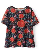 Romwe Multicolor Floral Short Sleeve T-shirt