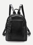 Romwe Vertical Zipper Front Pu Backpack