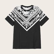 Romwe Guys Aztec & Skull Print Tee