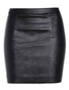 Romwe Black Zipper Bodycon Pu Skirt