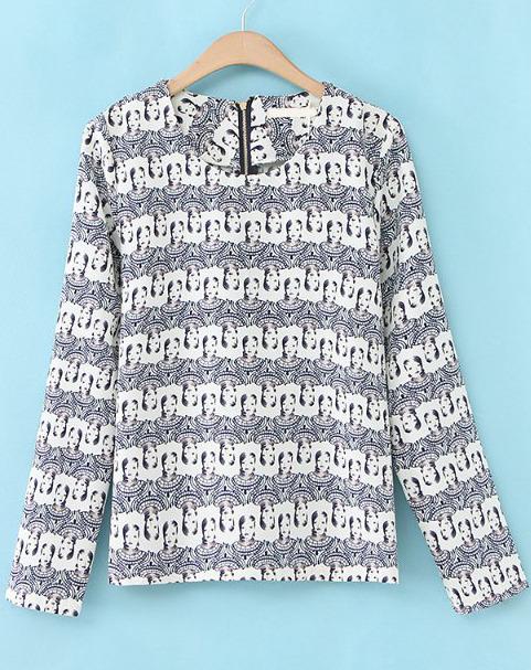 Romwe Beauty Print Loose Blouse