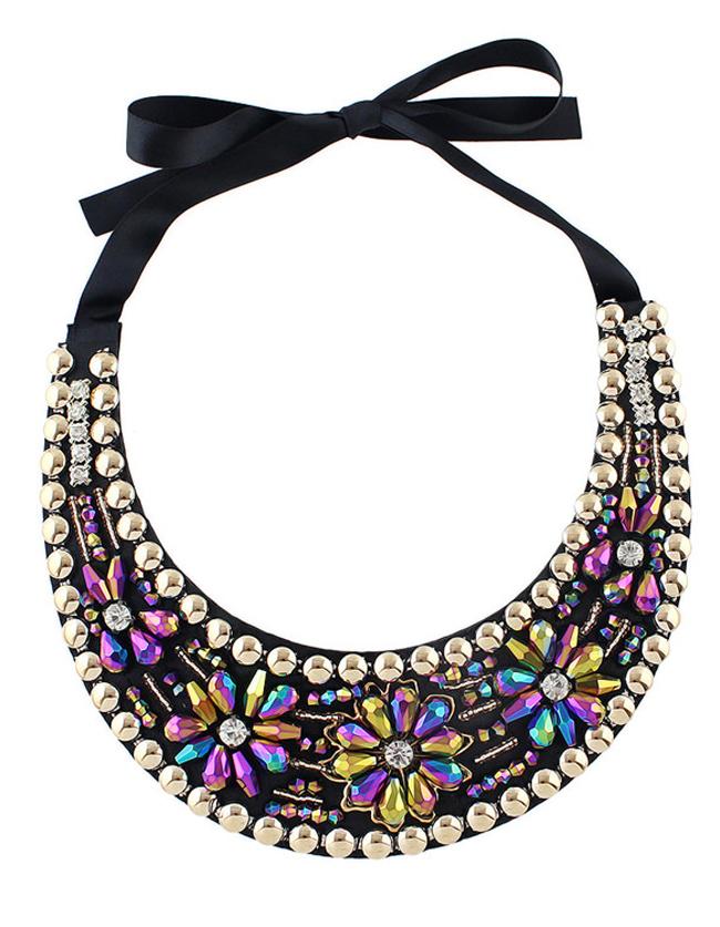 Romwe Colorful Beads Flower Collar Necklace