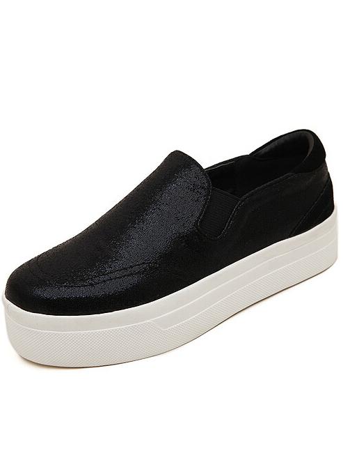 Romwe Black Round Toe Heavy-bottomed Flats