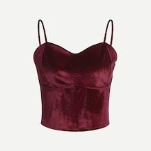Romwe Solid Cami Velvet Top
