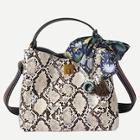 Romwe Snake Print Shoulder Bag With Scarf Tassel