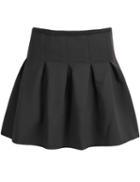 Romwe Zipper Flare Mini Black Skirt