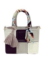 Romwe Scarf Handle Patchwork Tote Bag