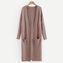 Romwe Solid Pockets Front Cardigan