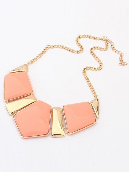 Romwe Orange Geometric Gemstone Necklace