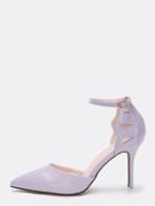 Romwe Lavender Patent Cutout Pointed Toe Ankle Strap Pumps