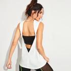 Romwe Solid Drop Armhole Backless Tank Top