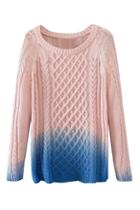 Romwe Fading Color Pink Jumper