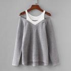 Romwe Contrast 2 In 1 Knit Jumper