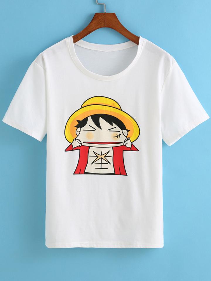 Romwe Monkey D Luffy Print T-shirt