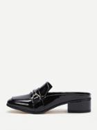 Romwe Black Patent Leather Heeled Slippers