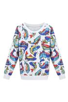 Romwe Fish Print Sweatshirt