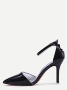 Romwe Black Pointed Out Ankle Strap Pumps