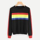 Romwe Soft Knit Rainbow Stripe Sweater