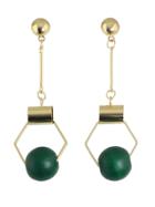 Romwe Green Beads Gold Hanging Earrings