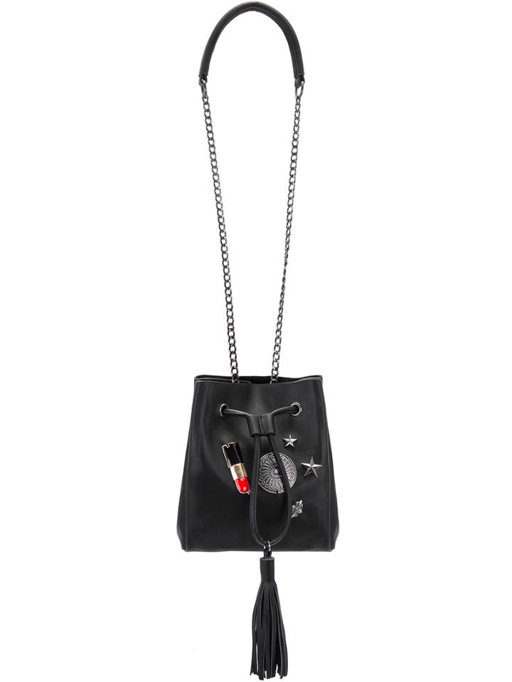 Romwe Black Lipstick Stars Bead Bag