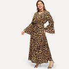 Romwe Plus Choker Collar Cheetah Print Dress