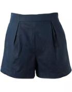 Romwe Back Zipper Navy Shorts