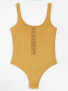 Romwe Metal Hook Design Double Scoop Swimsuit