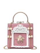 Romwe Angel Design Handbag With Faux Pearl Chain