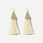 Romwe Triangle Detail Long Tassel Drop Earrings