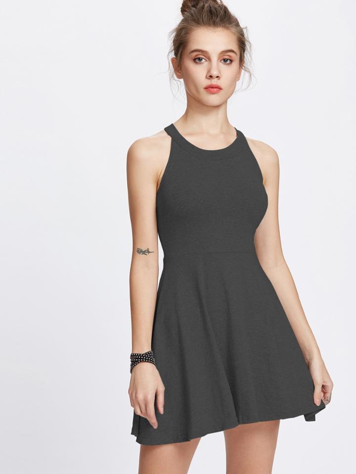 Romwe Halter Neckline A Line Dress
