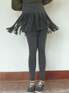 Romwe Tassel Skirt Grey Leggings