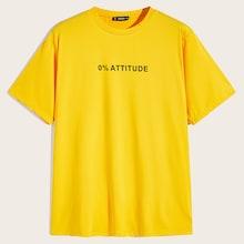 Romwe Guys Neon Yellow Letter Print Top