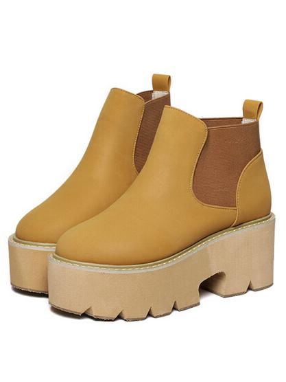 Romwe Brown Heavy-bottomed Elastic Boots
